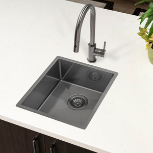 Retto II 390mm x 440mm x 230mm Stainless Steel Sink, Brushed Gunmetal Black