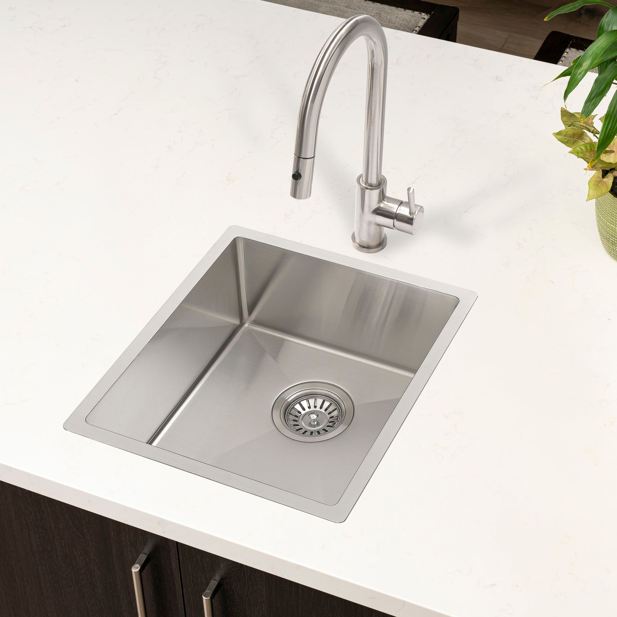 Retto II 390mm x 440mm x 230mm Stainless Steel Sink, Brushed SS Nickel