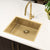 Retto II 550mm x 450mm x 230mm Stainless Steel Sink, Brushed Brass (Gold)
