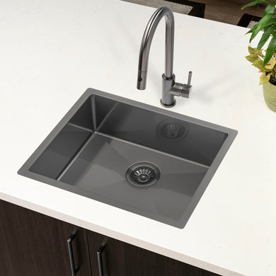 Retto II 550mm x 450mm x 230mm Stainless Steel Sink, Brushed Gunmetal Black