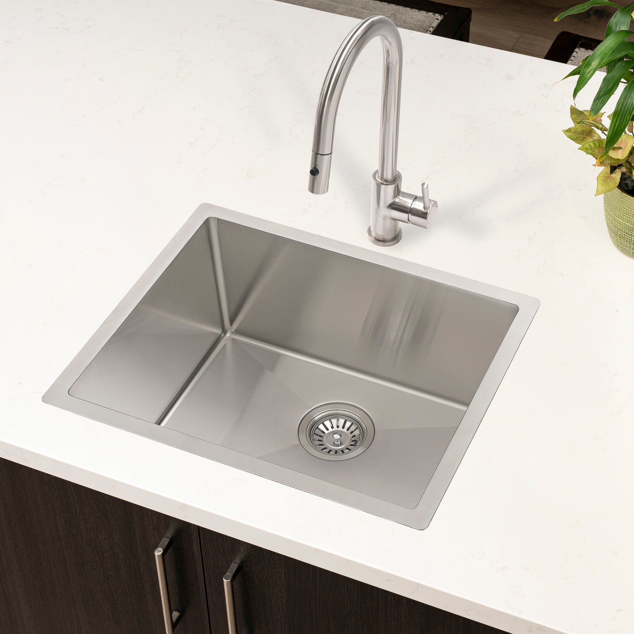 Retto II 550mm x 450mm x 300mm Extra Height Stainless Steel Sink, Brushed SS Nickel