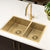 Retto II 675mm x 450mm x 230mm Stainless Steel Double Sink, Brushed Brass (Gold)