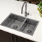 Retto II 675mm x 450mm x 230mm Stainless Steel Double Sink, Brushed Gunmetal Black