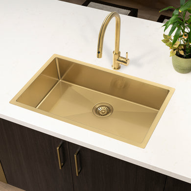 Retto II 750mm x 450mm x 230mm Stainless Steel Sink, Brushed Brass (Gold)