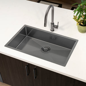 Retto II 750mm x 450mm x 230mm Stainless Steel Sink, Brushed Gunmetal Black