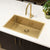 Retto II 750mm x 450mm x 300mm Extra Height Stainless Steel Sink, Brushed Brass (Gold)