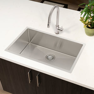 Retto II 750mm x 450mm x 300mm Extra Height Stainless Steel Sink, Brushed SS Nickel
