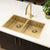 Retto II 775mm x 450mm x 230mm Stainless Steel Double Sink, Brushed Brass (Gold)