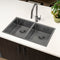 Retto II 775mm x 450mm x 230mm Stainless Steel Double Sink, Brushed Gunmetal Black