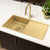Retto II 850mm x 450mm x 230mm Stainless Steel Sink with Drainer, Brushed Brass (Gold)