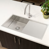 Retto II 850mm x 450mm x 230mm Stainless Steel Sink with Drainer, Brushed SS Nickel