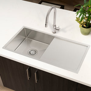 Retto II 850mm x 450mm x 230mm Stainless Steel Sink with Drainer, Brushed SS Nickel