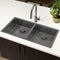 Retto II 875mm x 450mm x 230mm Stainless Steel Double Sink, Brushed Gunmetal Black
