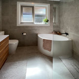 Angie 1000mm Corner Fit Japanese Soaking Bathtub, Matte White