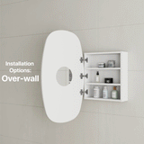 Riri Oblong 500mm x 900mm Mirrored Shaving Cabinet, Matte White