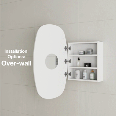 Riri Oblong 500mm x 900mm Mirrored Shaving Cabinet, Matte White