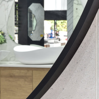 Round 600mm Framed Mirror with Matte Black Frame *Clearance Stock*