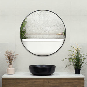 Round 750mm Framed Mirror with Matte Black Frame *Clearance Stock*
