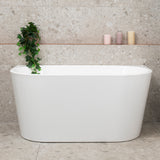 Avalon 1300mm Back to Wall Freestanding Bath, Gloss White