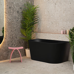 Avalon 1300mm Back to Wall Freestanding Bath, Matte Black