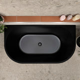 Avalon 1300mm Back to Wall Freestanding Bath, Matte Black