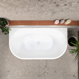 Avalon 1300mm Back to Wall Freestanding Bath, Matte White