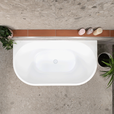 Avalon 1300mm Back to Wall Freestanding Bath, Gloss White