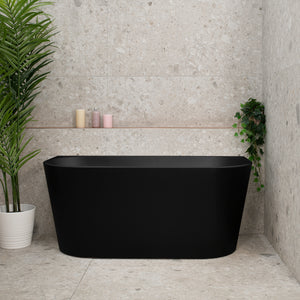 Avalon 1400mm Back to Wall Freestanding Bath, Matte Black