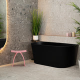 Avalon 1400mm Back to Wall Freestanding Bath, Matte Black