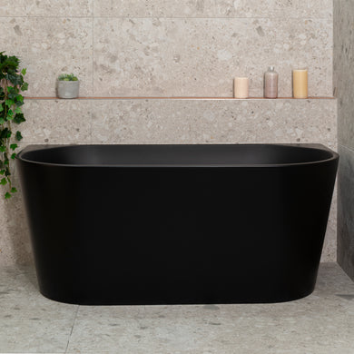 Avalon 1400mm Back to Wall Freestanding Bath, Matte Black