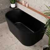 Avalon 1400mm Back to Wall Freestanding Bath, Matte Black