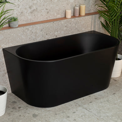 Avalon 1400mm Back to Wall Freestanding Bath, Matte Black