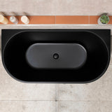 Avalon 1400mm Back to Wall Freestanding Bath, Matte Black