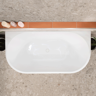 Avalon 1500mm Back to Wall Freestanding Bath, Gloss White