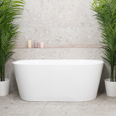 Avalon 1500mm Back to Wall Freestanding Bath, Gloss White