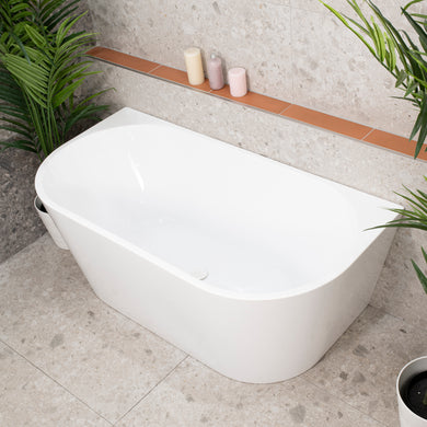 Avalon 1500mm Back to Wall Freestanding Bath, Gloss White