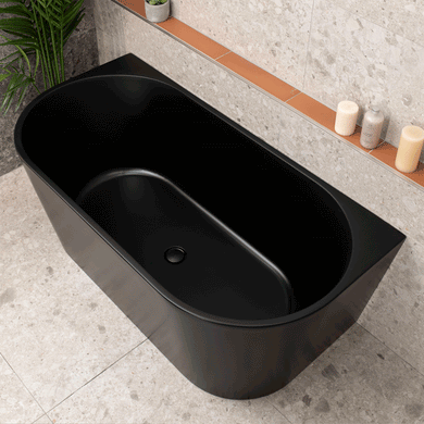 Avalon 1500mm Back to Wall Freestanding Bath, Matte Black
