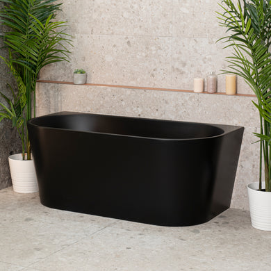 Avalon 1500mm Back to Wall Freestanding Bath, Matte Black