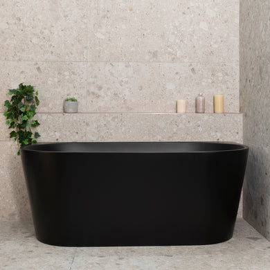 Avalon 1500mm Back to Wall Freestanding Bath, Matte Black