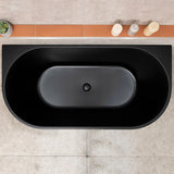 Avalon 1500mm Back to Wall Freestanding Bath, Matte Black