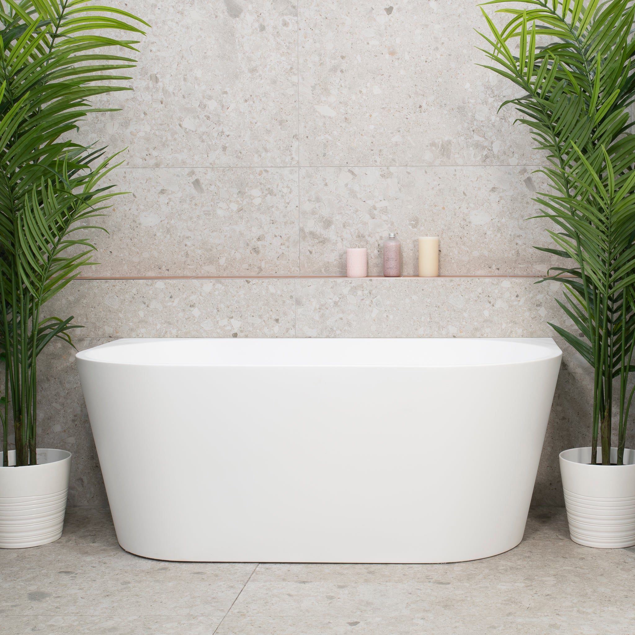 Avalon II 1500mm Back to Wall Freestanding Bath, Matte White