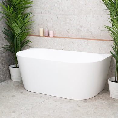 Avalon 1500mm Back to Wall Freestanding Bath, Matte White
