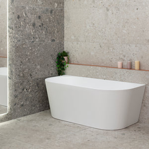 Avalon 1600mm Back to Wall Freestanding Bath, Gloss White