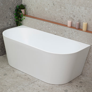 Avalon 1600mm Back to Wall Freestanding Bath, Gloss White