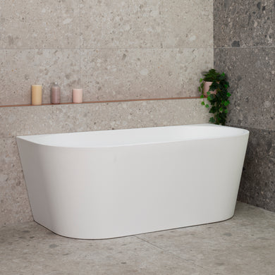 Avalon 1600mm Back to Wall Freestanding Bath, Gloss White