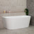 Avalon 1600mm Back to Wall Freestanding Bath, Gloss White