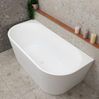Avalon 1600mm Back to Wall Freestanding Bath, Gloss White