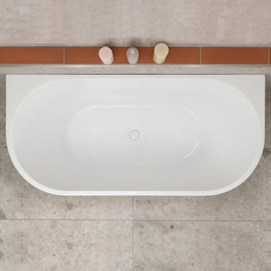 Avalon 1600mm Back to Wall Freestanding Bath, Gloss White