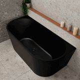 Avalon 1600mm Back to Wall Freestanding Bath, Matte Black