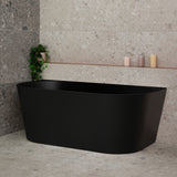 Avalon 1600mm Back to Wall Freestanding Bath, Matte Black